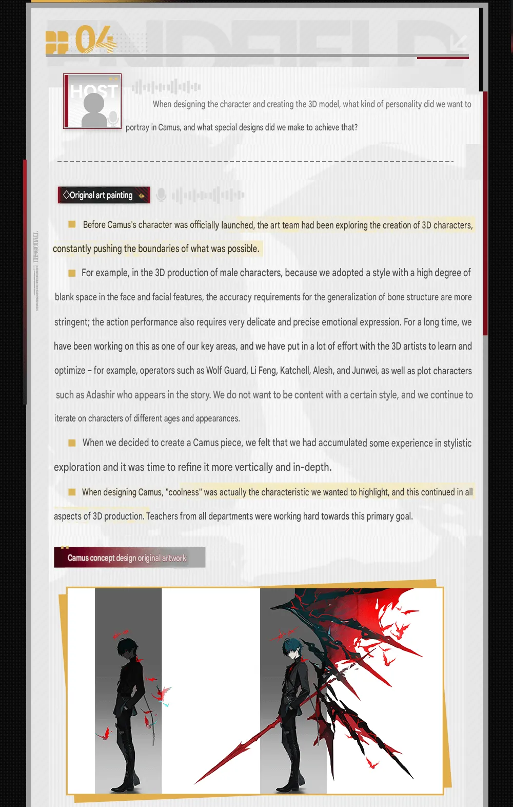 Camille early concept silhouettes from the Arknights: Endfield dev design logs