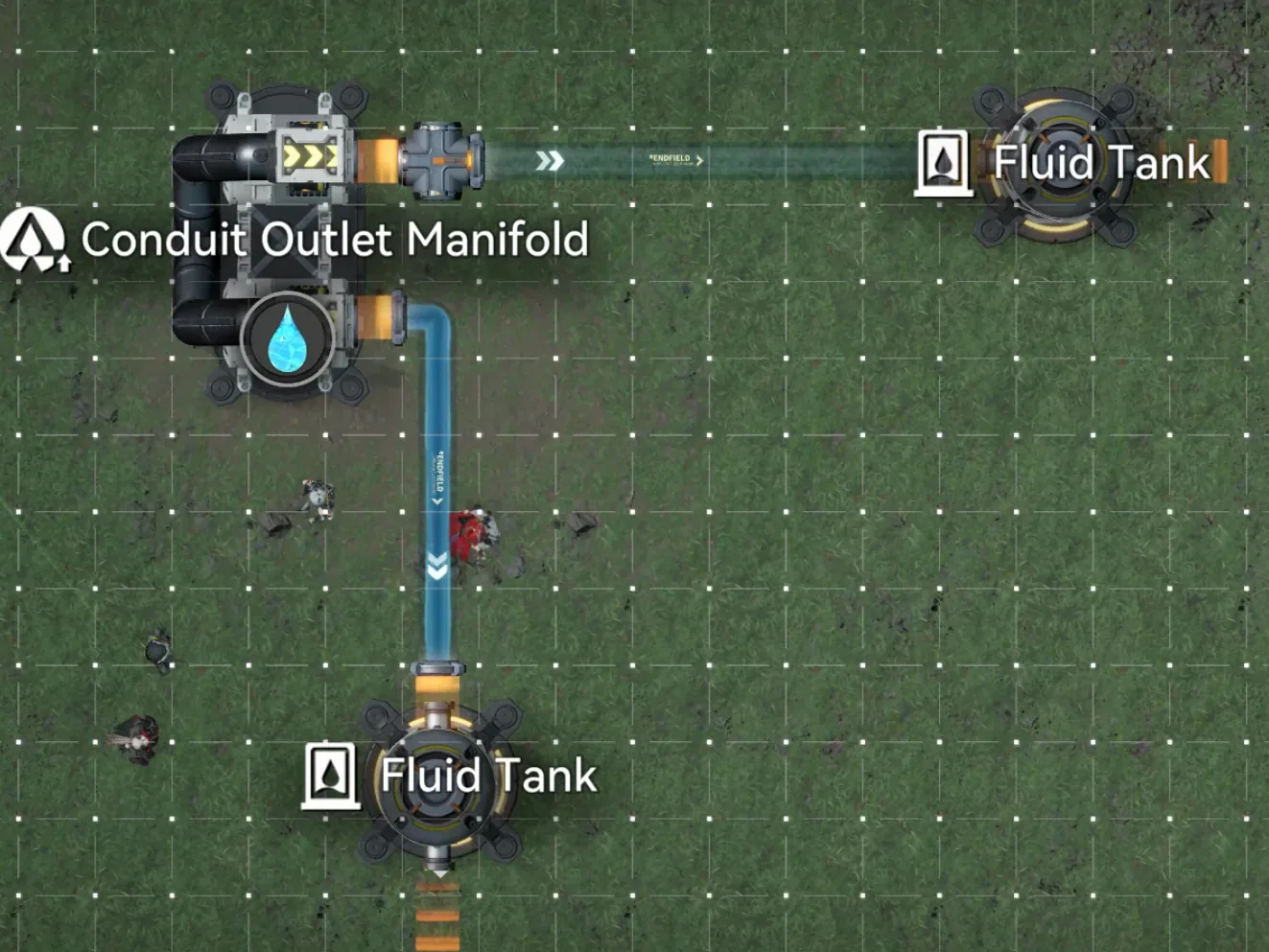 Fluid manifold trick showing passive priority routing