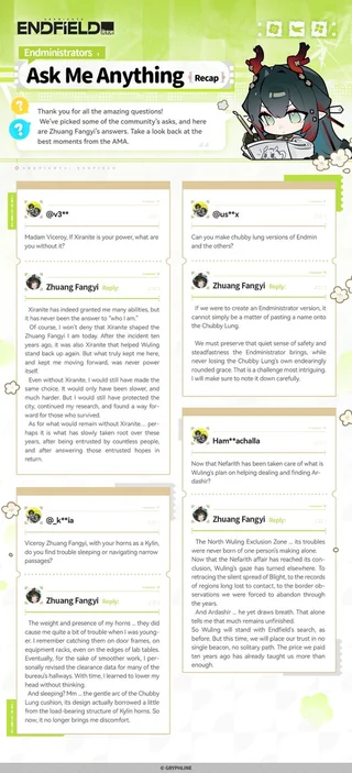 Zhuang Fangyi AMA recap covering her identity beyond Xiranite, her Kylin horns, a possible Chubby Lung crossover, and Wuling’s plans after Nefarith