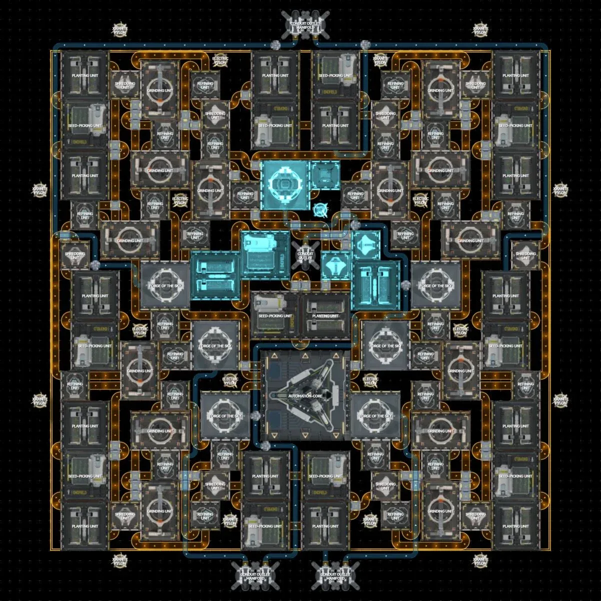 Asymmetrically placed facilities in the 7th production line