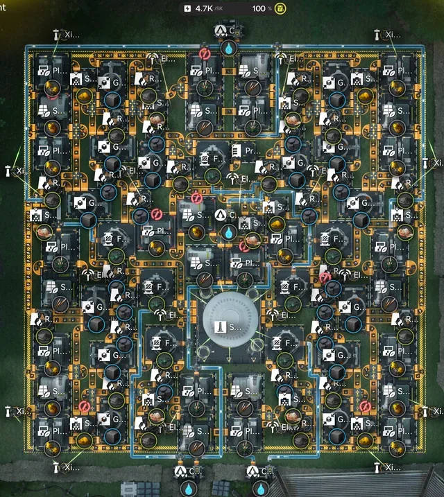 7-Line Xiranite Production Overview - Top View