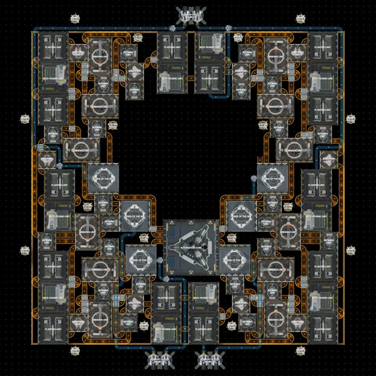 Space remaining after placing six production lines