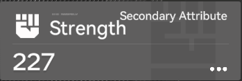 Strength stat card showing Secondary Attribute 227