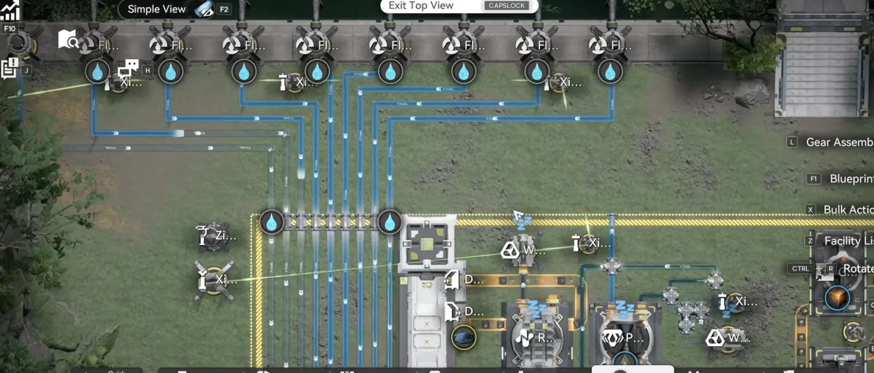 Nine Fluid Pumps connected into the nine water pipes at the Core AIC