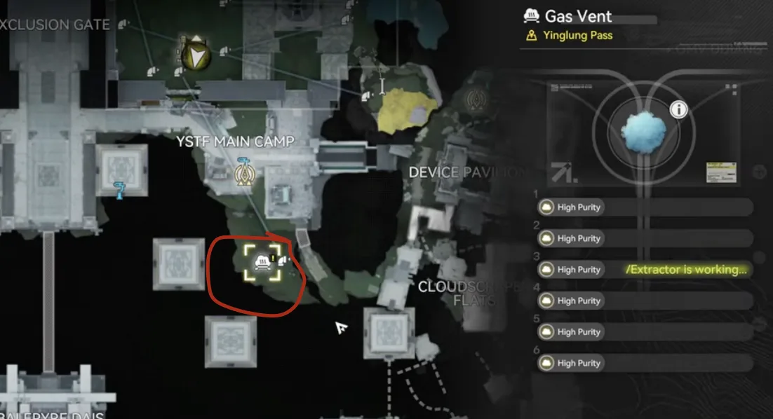 Inergen line location below the base