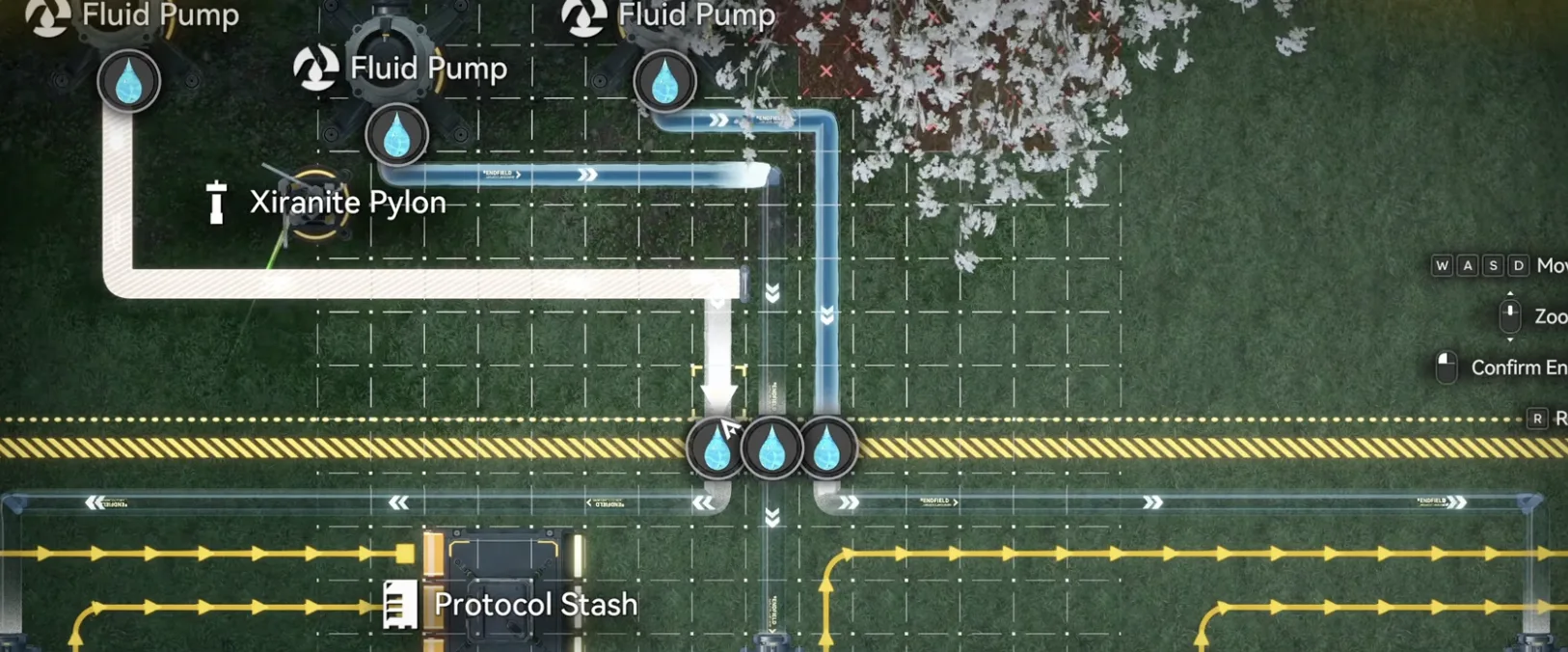 Three Fluid Pumps connected into the marked pipes at Jingyu Valley