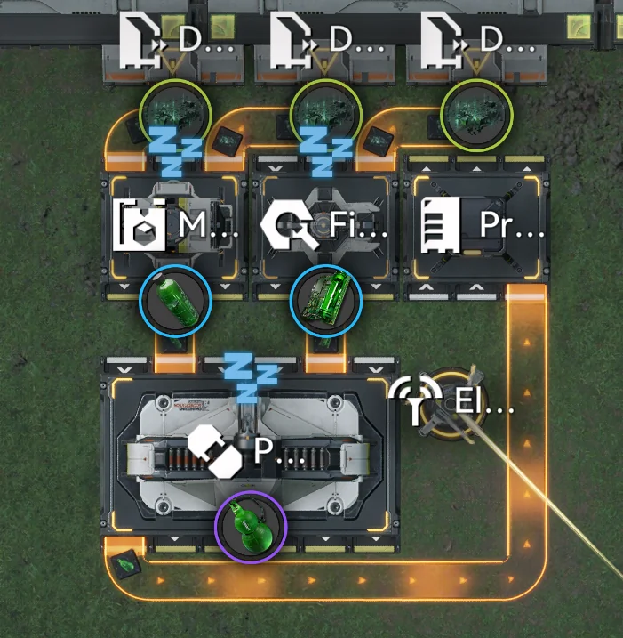 Palm-Top Savior Blueprint 1 - Single-line Xiranite Gourd production setup producing 6 gourds per minute
